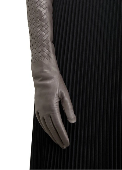 Shop Bottega Veneta Long Gloves In Grey