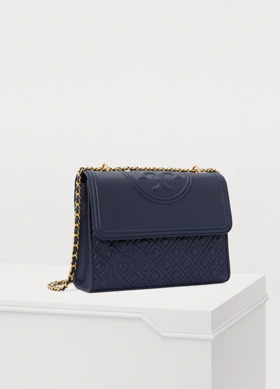 Shop Tory Burch Leather Shoulder Bag In Royal Navy