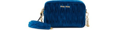 Shop Miu Miu Velvet Camera Bag In Blue