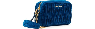 Shop Miu Miu Velvet Camera Bag In Blue