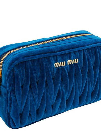 Shop Miu Miu Velvet Camera Bag In Blue