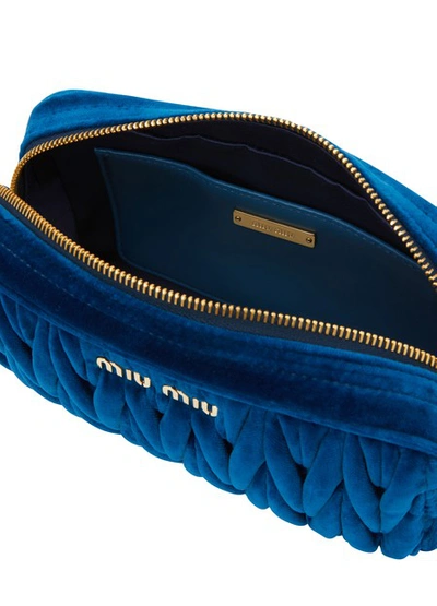 Shop Miu Miu Velvet Camera Bag In Blue