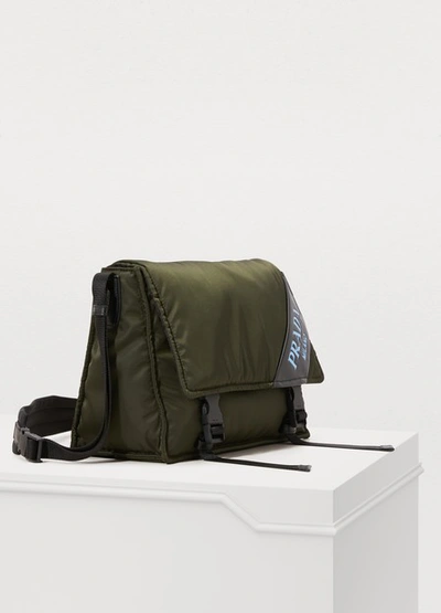 Shop Prada Nylon Messenger Bag In Kaki Black