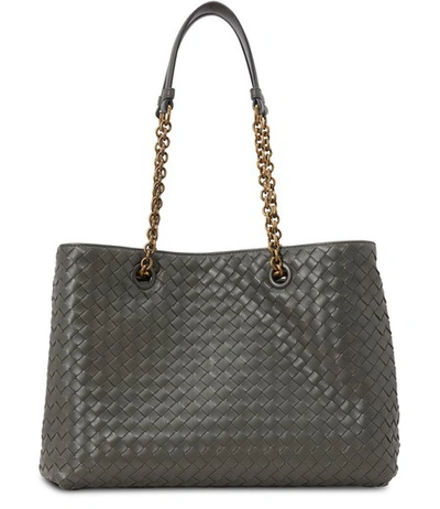 Shop Bottega Veneta Tote With Chains In New Ligt Grey