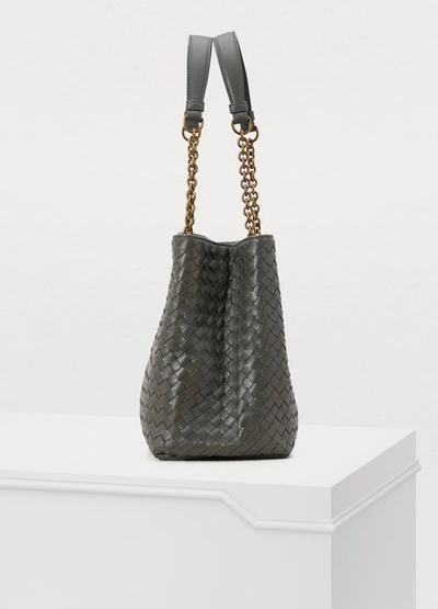 Shop Bottega Veneta Tote With Chains In New Ligt Grey