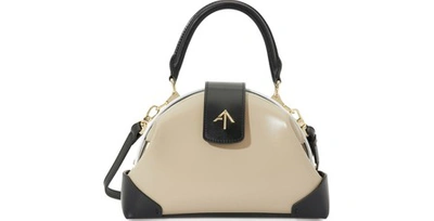 Shop Manu Atelier Demi Handbag In Ice-beige-white-black