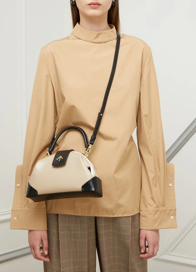 Shop Manu Atelier Demi Handbag In Ice-beige-white-black