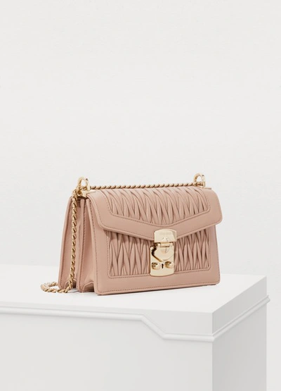 Shop Miu Miu Double Duffle Shoulder Bag In Cameo