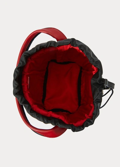 Shop Prada Tessuto Pocket Hand Bag In Black /red