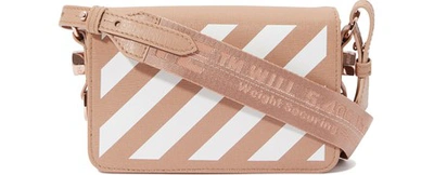 Shop Off-white Diag Flap Mini Shoulder Bag In Nude-white