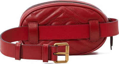 Shop Gucci Gg Marmont Belt Bag In Hibis Red/hibis Red