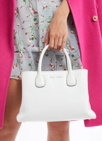 Shop Miu Miu Leather Handbag In White