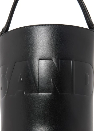 Shop Jil Sander Leather Bucket Bag In 001-black
