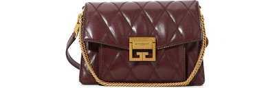 Shop Givenchy Small Gv3 Bag In Diamond Quilted Leather In Aubergine