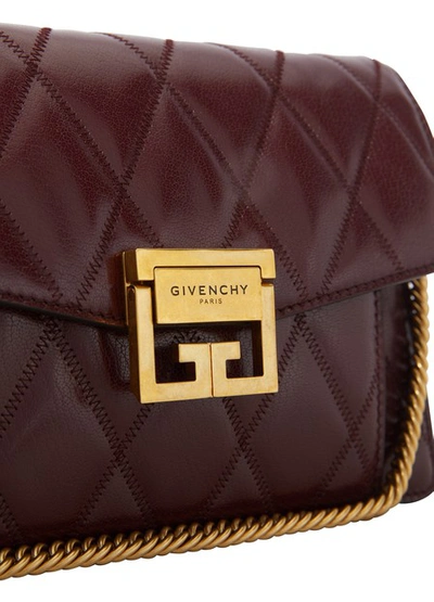 Shop Givenchy Small Gv3 Bag In Diamond Quilted Leather In Aubergine