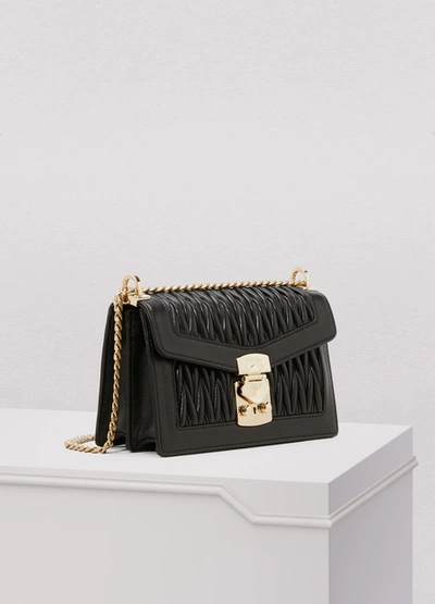 Shop Miu Miu Double Duffle Shoulder Bag In Black