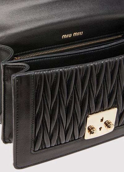 Shop Miu Miu Double Duffle Shoulder Bag In Black