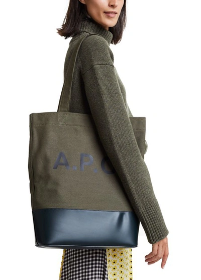 Shop A.p.c. Axelle Tote In Vert-fonce