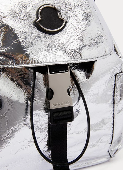 Shop Moncler Metallic Backpack In Silver