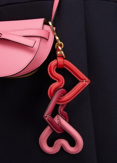 Shop Loewe Heart Chain Charm In Scarlet Red/multicolor