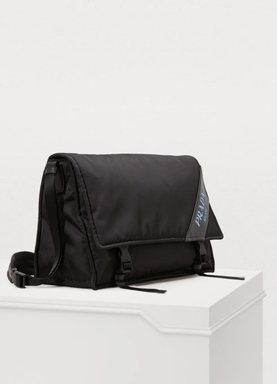 Shop Prada Nylon Messenger Bag In Black