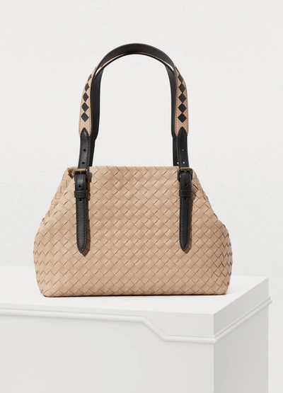 Shop Bottega Veneta Cesta Mini Handbag In Beige Mink