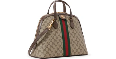 Shop Gucci Ophidia Gg Supreme Shoulder Bag In Beige