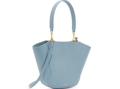Shop Mansur Gavriel Calf Mini Ocean Tote Bag In Grey-blue