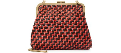Shop Clare V Mini Flore Bag In Black & Red Woven Zig-zag