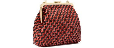 Shop Clare V Mini Flore Bag In Black & Red Woven Zig-zag
