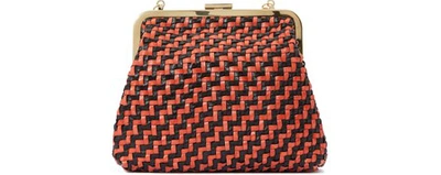 Shop Clare V Mini Flore Bag In Black & Red Woven Zig-zag