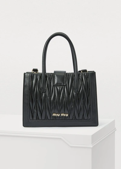 Shop Miu Miu Miu Confidential Handbag In Nero