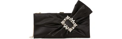 Shop Roger Vivier Draped Rv Clutch In Nero