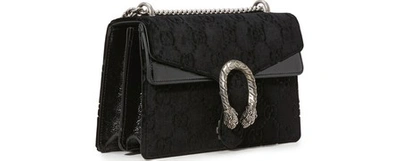 Shop Gucci Dionysus Gg Velvet Mm Crossbody Bag In Black