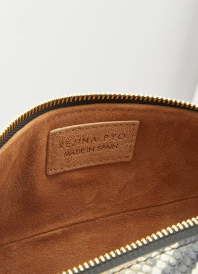 Shop Rejina Pyo Olivia Box Bag In Leather Snake Beige