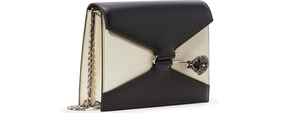 Shop Alexander Mcqueen Leather Shoulder Bag In 1090 - Black+bone