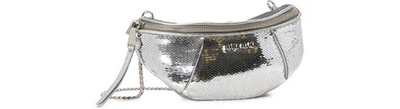 Shop Miu Miu Sequin Belt Bag In Silver