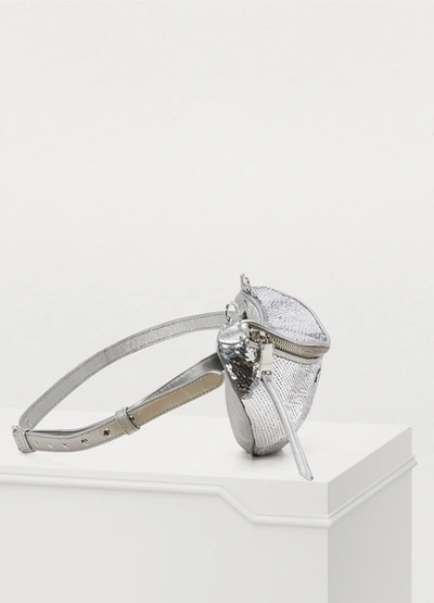 Shop Miu Miu Sequin Belt Bag In Silver