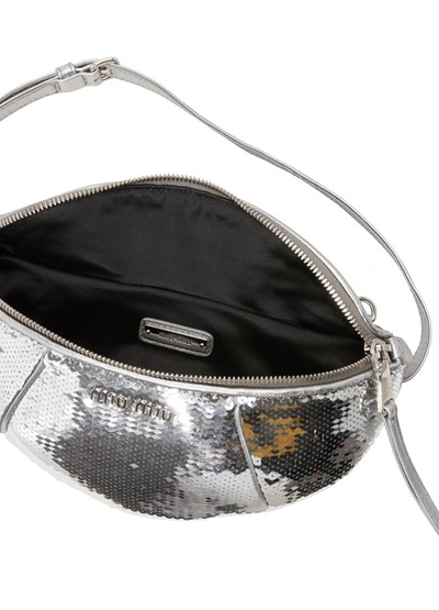Shop Miu Miu Sequin Belt Bag In Silver