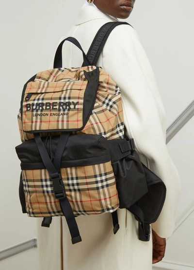 Shop Burberry Wilfin Nylon Backpack In Archive-beige