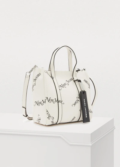 Shop Marc Jacobs "the Tag Tote 21" Handbag In Porcelain