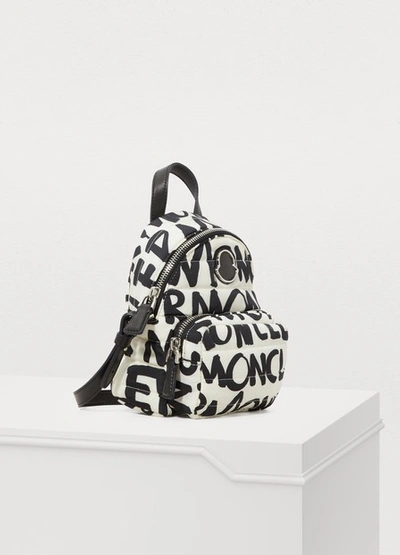 Shop Moncler Logo Backpack In Black / White