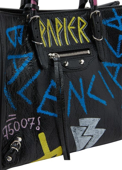 Shop Balenciaga Paper Graffiti Handbag In Multi