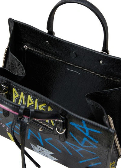 Shop Balenciaga Paper Graffiti Handbag In Multi
