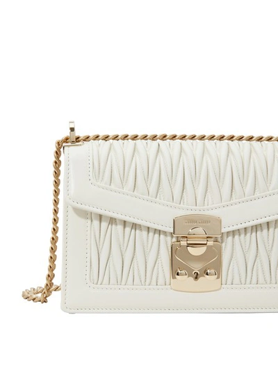 Shop Miu Miu Miu Confidential Matelassé Crossbody Bag In White