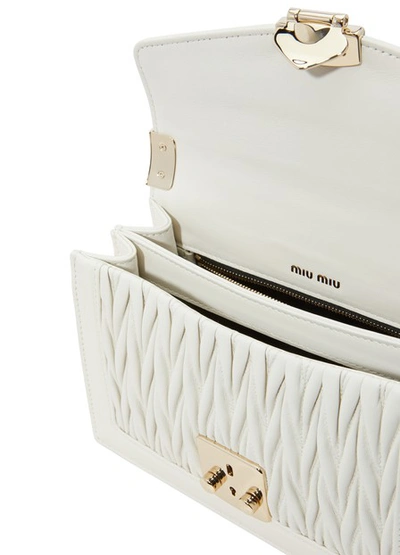 Shop Miu Miu Miu Confidential Matelassé Crossbody Bag In White