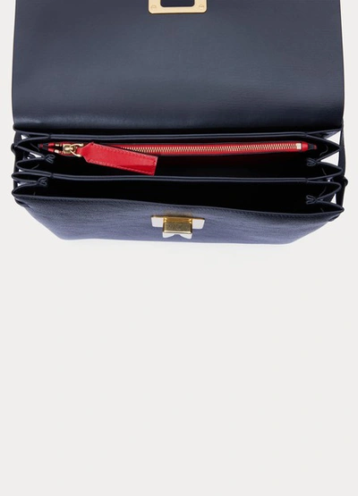 Shop Valentino Garavani Vee Ring Shoulder Bag In Rouge Pure/ Cerise/ Black
