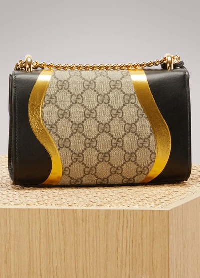 Shop Gucci Padlock Gg Supreme Canvas And Leather Shoulder Bag In Ne/oro Vecch/b.eb/ne
