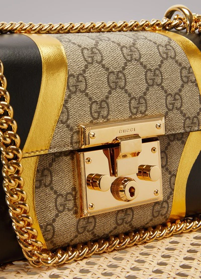 Shop Gucci Padlock Gg Supreme Canvas And Leather Shoulder Bag In Ne/oro Vecch/b.eb/ne