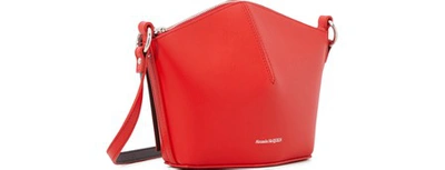 Shop Alexander Mcqueen Mini Leather Bucket Bag In 6275 - Lust Red+black